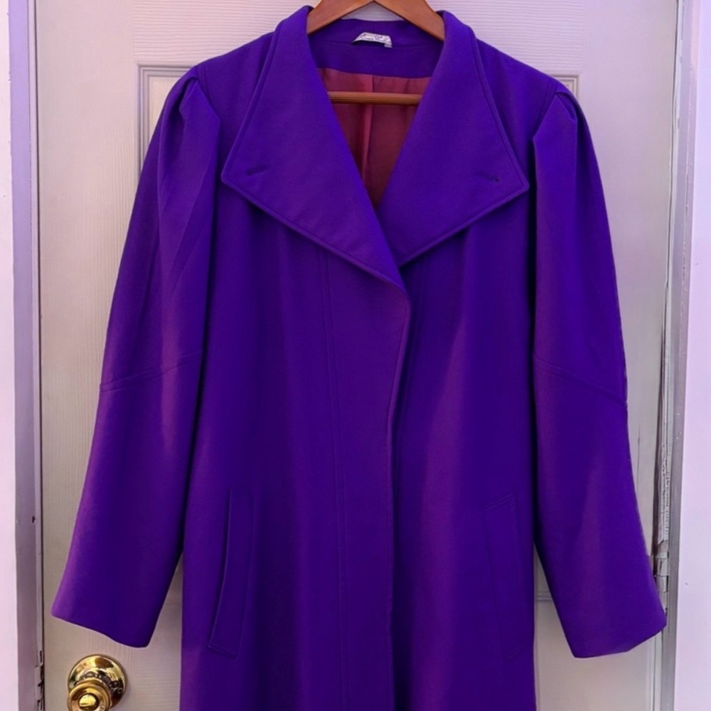 VINTAGE ITALIAN WOOL 100% wool Purple Women's Long Coat